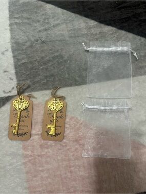 Gold '60' Key Celebration Charm - Women Accessories